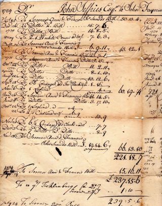 1729,  John Jeffries,  merchant,  disbursements of schooner Ann and Francis 2