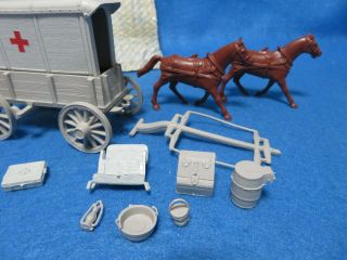 Marx Giant Blue& Gray playset complete ambulance wagon with horses,  all acc ' s 2