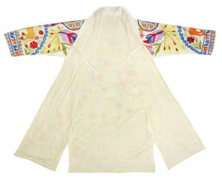 RARE UZBEK FULLY SILK EMBROIDERED ROBE JACKET CHAPAN COAT ANIMAL WORLD A12776 2