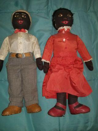 Vintage Negro Dolls - - Boy And Girl - Africana Collectibles