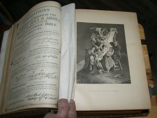 Large antique c1885 Catholic family Bible Douay Rheims clasps 10