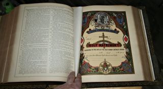 Large antique c1885 Catholic family Bible Douay Rheims clasps 11