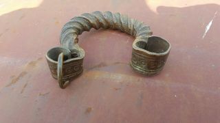 African Manilla Currency Slave Decorated Bracelet Heavy bronze 2