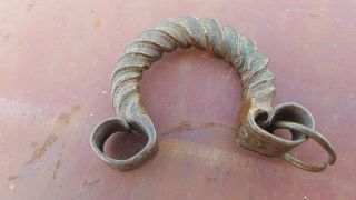 African Manilla Currency Slave Decorated Bracelet Heavy bronze 3