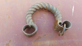 African Manilla Currency Slave Decorated Bracelet Heavy bronze 6