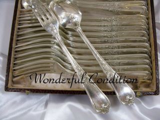 Louis XV Orfevrerie Ercuis Silver Fork & Spoons 24Pc.  w/Box 8