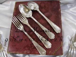 Louis XV Orfevrerie Ercuis Silver Fork & Spoons 24Pc.  w/Box 9