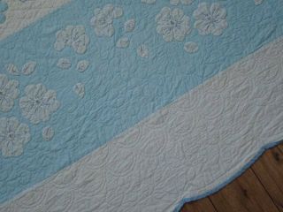 Vintage 30 - 50s Pastel Blue & White Dogwood Blossom QUILT 92 