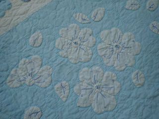 Vintage 30 - 50s Pastel Blue & White Dogwood Blossom QUILT 92 