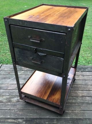 VINTAGE 1940 Industrial LYON Rolling WORK STATION Tool Cart KITCHEN ISLAND Table 2