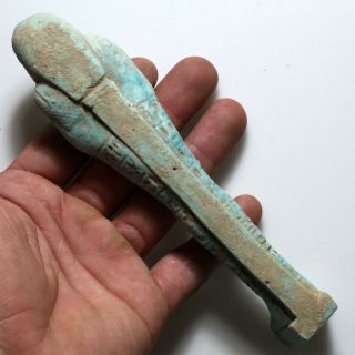 Intact Egyptian Glazed Shabti Statue Circa 700 - 500 BC With Hieroglyphics 2