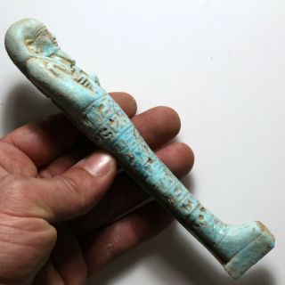 Intact Egyptian Glazed Shabti Statue Circa 700 - 500 BC With Hieroglyphics 3