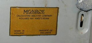 Rare Vintage Mechanical Adding Machine Monroe Calculator The Educator 7