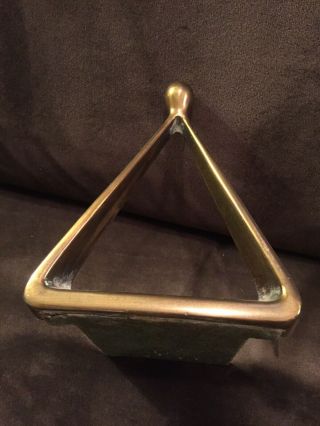 Ben Seibel Mid - Century Modern Brass Patina Triangular Stirrup Shaped Bookends 5