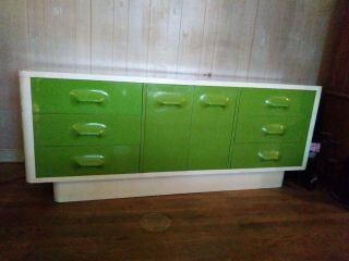 1970s BROYHILL PREMIER CHAPTER ONE SPACE AGE MOD GREEN DRESSER MID CENTURY 2
