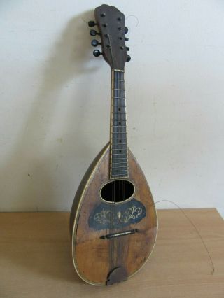 Antique Bowl Back Inlaid Mandolin Guitar For Restoration