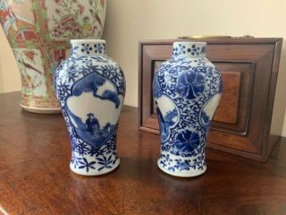 A fine quality 19thc Chinese blue and white figural baluster vases. 11