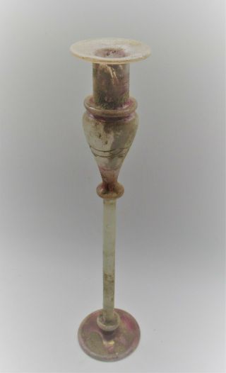 Scarce Ancient Roman Iridescent Glass Bulbous Vessel Circa 200 - 300ad