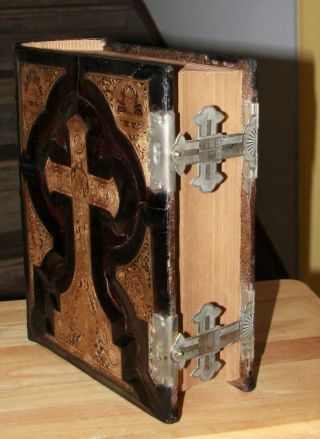 Antique C1885 Catholic Family Bible Douay Rheims Clasp Completely Restored Big