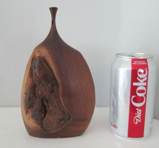Black Acacia Wood Turned Bud Vase Weed Pot Doug Ayers Attribution Burl Knot