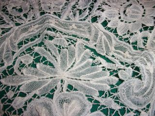 ANTIQUE FINE SPANISH LACE,  ECRU,  114” X 35” 4