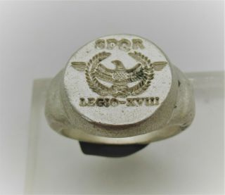 Scarce Circa 300 - 400ad Roman Era Legionary Silver Seal Ring Aquilla 