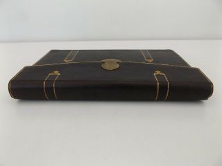 c1900 Leather Notebook DIARY Brass Lock & Key PAGES Gilt Ledger 10