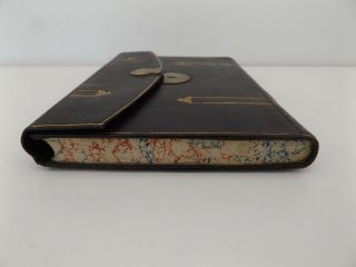 c1900 Leather Notebook DIARY Brass Lock & Key PAGES Gilt Ledger 11