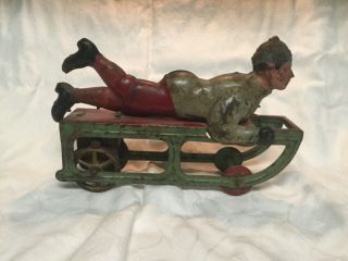 Antique Pressed Steel Friction Toy - Sled