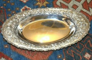 S.  Kirk & Son Sterling Silver Repousse Vintage Bread Tray 12” X 6 ¾”