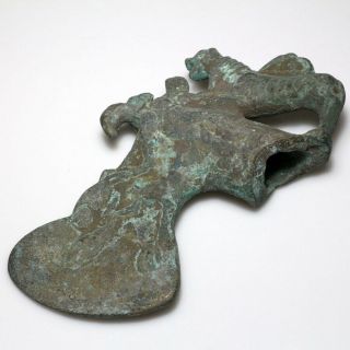 EXTREMELY RARE LURISTAN BRONZE WAR AX - DECORATED WITH ANIMALS CA 1000 - 700 BC 3