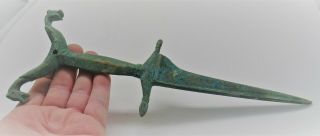 Scarce Circa 1000ad Viking Era Nordic Bronze Battle Object With Serpent Heads