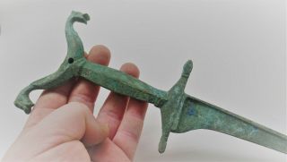 SCARCE CIRCA 1000AD VIKING ERA NORDIC BRONZE BATTLE OBJECT WITH SERPENT HEADS 4