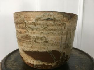 Vtg Mid Century Earthgender Stoneware Era Ceramic Studio Pottery Vase Planter