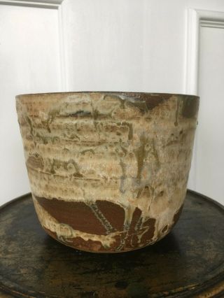 Vtg Mid Century Earthgender Stoneware Era Ceramic Studio Pottery Vase Planter 5