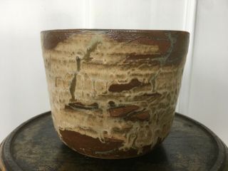 Vtg Mid Century Earthgender Stoneware Era Ceramic Studio Pottery Vase Planter 7