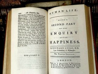 1764 An Inquiry After Happiness In Three Parts By Richard Lucas