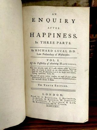 1764 AN INQUIRY AFTER HAPPINESS in three parts by Richard Lucas 4