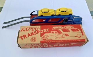 1950 ' s MARX AUTO TRANSPORT Car Hauler Complete with Yellow Cabs & Box near 2
