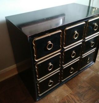 Vintage Hollywood Regency Dorothy Draper Espana Dresser Black Gold 2