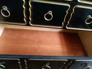 Vintage Hollywood Regency Dorothy Draper Espana Dresser Black Gold 9
