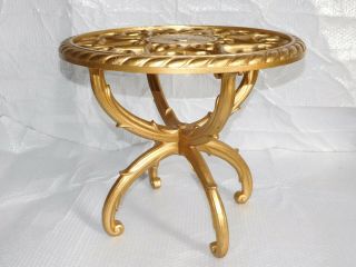 Vintage Mid Century Modern Hollywood Regency Accent Table Plant Stand Gold Gilt
