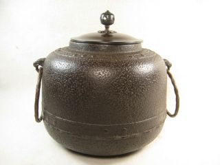 Vintage Japanese Early Showa Cast Iron Tea Pot Tetsubin Rivet Design Jk