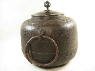 VINTAGE JAPANESE EARLY SHOWA CAST IRON TEA POT TETSUBIN RIVET DESIGN jk 3