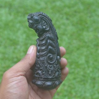 Kocet Kocetan Keris Kriss Handle Carving 116mm Height H793 in Areng Wood Carved 3