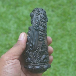 Kocet Kocetan Keris Kriss Handle Carving 116mm Height H793 in Areng Wood Carved 5