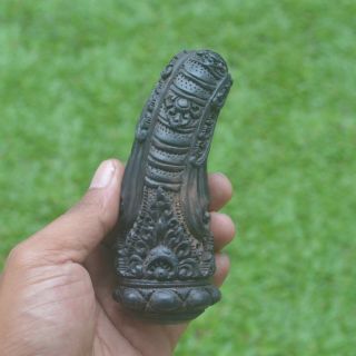 Kocet Kocetan Keris Kriss Handle Carving 116mm Height H793 in Areng Wood Carved 6