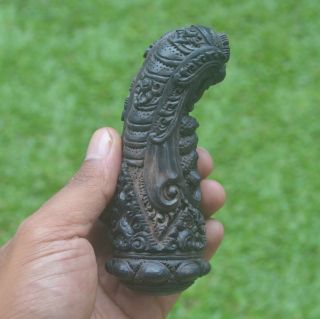 Kocet Kocetan Keris Kriss Handle Carving 116mm Height H793 in Areng Wood Carved 7