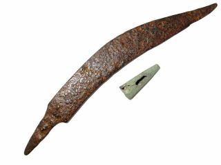 EXTREMELY RARE HUGE CELTIC CURVED KNIFE - DAGGER MAHEIRA,  w/ The Bronze CHAPE, 4