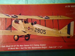 Vintage Sterling Model Airplane Balsa Wood Kit E1 Curtiss Jn - 4 Fjenny Ww I Gas